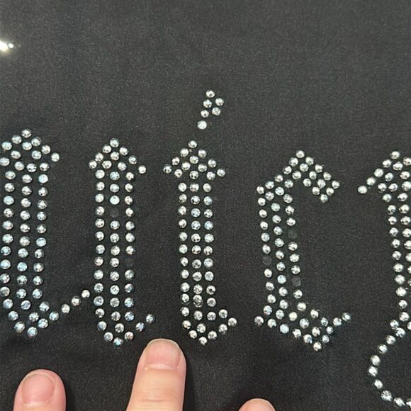 Juicy Coutour Satin Silky Bling Spellout Logo Collar Pajama Shirt Womens XL 90s - Picture 4 of 9